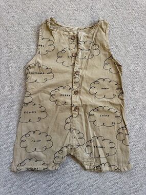 Bobo Choses Tan Cloud Print Cotton Romper